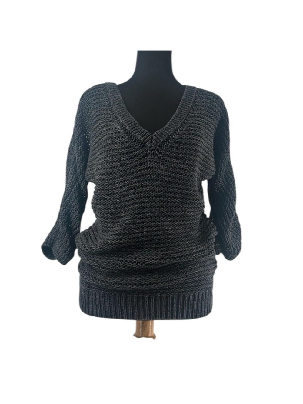 Roxy open knit sweater half sleeve y2k beach party coverup grey 2000’s sz lg